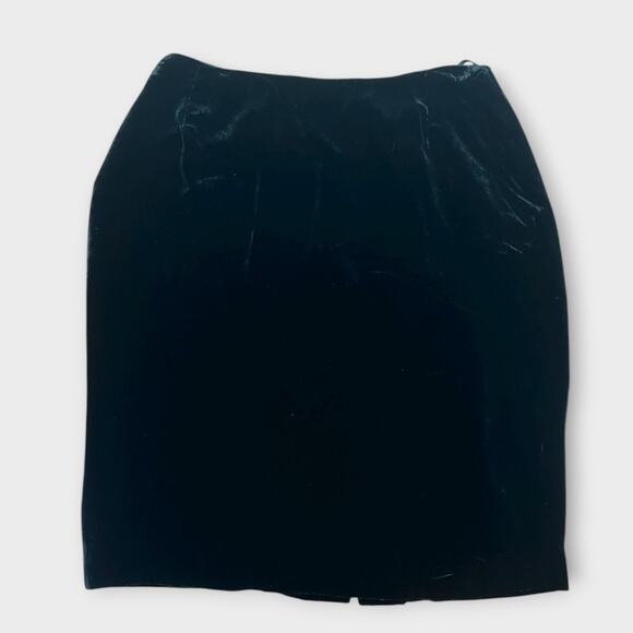 VTG Emanuel Ungaro Black Velvet Pencil Mini Skirt Size 6 Silk Blend Classic - Picture 1 of 7